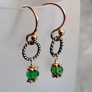New Natural untreated tsavorite garnet sterling silver earrings